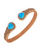 Jeroot Women's Copper Magnetic Bracelet - Vintage Flower Design with 6 Powerful Magnets & Turquoise Accents - Buy Online on GoSupps.com