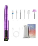 Rechargeable Cordless Nail Drill with Ceramic Bit - Professional Electric Kit for Acrylic and Poly Gel Nails - Manicure Pedicure Tool Set - Violet - Buy Online on GoSupps.com