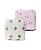 Portable Menstrual Cup and Sanitary Napkin Storage Bag (2 Pack) - Cactus + Begonia | Feminine Menstruation First Period Bag for Women and Teen Girls - Nylon, Compact, and Stylish - Buy Online on GoSupps.com