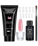 Lofuanna Poly Nail Gel Set 60ml - Pink Nail Extension Gel Kit with Slip Solution Nail Forms Brush & Glass Cup | Perfect for Nail Art Beginners - Buy Online on GoSupps.com