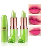 2Pcs Aloe Vera Lip Color Changing Lipstick & Lip Balm Set | Magic PH Lipstick for Women & Girls | Waterproof Crystal Flower Jelly Lipstick Gloss | Stain Makeup Set - Buy Online on GoSupps.com