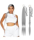 MY-LADY Long DIY Braided Ponytail Extension - 34 Yaki Straight Wrap-Around Synthetic Hairpiece in Silver Grey White - Buy Online on GoSupps.com