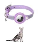 Kocnydey Leather Reflective AirTag Cat Collar - Adjustable Anti-Wing Collar with Bell for Cats & Small Dogs (Purple M: 28-37cm) - Buy Online on GoSupps.com