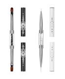 Ycyan 2Pcs Dual-ended Nail Design Brushes with Rhinestone Handle - Professional Nail Art Tools - Buy Online on GoSupps.com