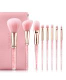 8pcs Pink Crystal Makeup Brush Set | Soft Synthetic Hair | Glitter Cosmetic Tools for Foundation Concealer & Blusher - Buy Online on GoSupps.com