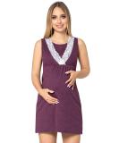 Purpless Maternity Sleeveless V-Neck Lace Detail Nightdress | Plum Melange | Pregnancy & Nursing 4141n - Buy Online on GoSupps.com