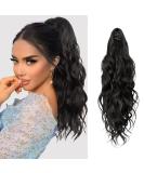 Juziviiee Long Ponytail Extensions - Clip-In Natural Synthetic Hair Extensions for Women | 45cm Black Afro Braid Ponytail - Buy Online on GoSupps.com
