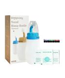 Soft Tip Neti Pot Squeeze Bottle 300ml Nasal Wash with Thermometer & 30 Saline Packets for Adults & Kids Sinus Rinse & Pressure Irrigation (Blue - Buy Online on GoSupps.com