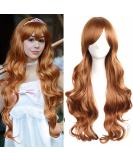 YEESHEDO 32 Long Wavy Curly Cosplay Wig with Bangs - Ginger Brown - Heat Resistant Synthetic Hair for Women & Girls - Buy Online on GoSupps.com