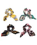BJH Vintage Floral Hair Ties - 4 Elastic Hair Bands for Women & Girls | Ponytail Rubber Bands in 4 Colors - International Shipping - Buy Online on GoSupps.com