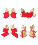Anewish Christmas Hair Clips for Girls - 4-Piece Glitter Antlers & Bow Knot Set | Festive Red Hair Jewelry - Buy Online on GoSupps.com