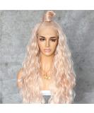 SAPPHIREWIGS 24 Long Rose Gold Blonde Curly Synthetic Lace Front Wig - Heat Resistant for Daily Makeup and Wedding Parties - Buy Online on GoSupps.com