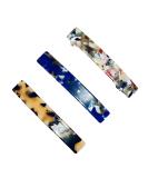 3pcs French Design Barrette Hair Clips Smooth Rectangle Hair Clips Grips Slides Pins Womens Girls Hair Accessories Length 8CM (Multicoloured) - Buy Online on GoSupps.com