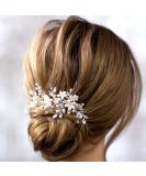 Silver Rhinestone Flower Bridal Hair Comb - Wedding Hair Side Comb for Brides & Bridesmaids - Elegant Hair Accessories - Buy Online on GoSupps.com