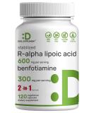 DEAL SUPPLEMENT R Alpha Lipoic Acid 600mg & Benfotiamine 300mg - 120 Veggie Capsules for Energy & Nervous System Support - Antioxidant Supplement - R-ALA Complex - Buy Online on GoSupps.com