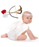 AMOR PRESENT Baby Angel Wings, 5PCS Newborn Photoshoot Clothes White Angel Feather Wing Baby Cupid Costume Set with Headband Bow Swords Photo Prop Outfit 0-18 Months - Buy Online on GoSupps.com