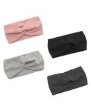 Voarge 4 Pack Women's Hairbands with Bow - Cotton Knot Headscarves (Black Gray Pink Dark Gray) - International Shipping - Buy Online on GoSupps.com