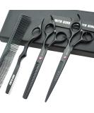 Professional 7.0 Inch Hair Cutting Thinning Scissors Set with Razor - Black - Buy Online on GoSupps.com