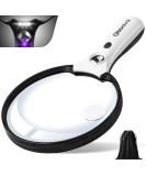 Large Magnifying Glass with Light, Magnifier 10X 25X 45X Handheld Illuminated Lighted Magnifier with 3 LED Lights 1UV Light Storage Bag Clean Cloth for Seniors Reading Inspection - Buy Online on GoSupps.com