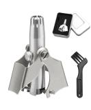 Manual Stainless Steel Nasal Hair Trimmer with Cleaning Brush | Portable Nose & Ear Hair Cutter for Home & Travel - Buy Online on GoSupps.com