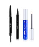 LAVONE Waterproof Eyebrow Pencil - Triangular Tip Dual-Sided Brush Perfect for Natural Brows | Dark Brown Eyeliner & Serum Included - Buy Online on GoSupps.com