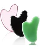3-Piece Gua Sha Facial Tool Set | Natural Resin Stone Scraping Massage for Face & Body | Pink Dark Green Black - Buy Online on GoSupps.com