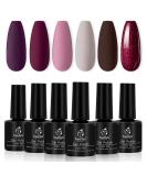 Beetles Fall Winter Gel Nail Polish Set - 6 Pcs Purple Brown Red Glitter Kit | Soak Off Nail Gel Art DIY Minicure for Women - Buy Online on GoSupps.com