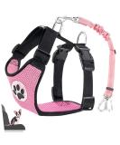 Eyin Dog Harness with Safety Belt for Car - Adjustable & Breathable - Pink XS - 2 Carabiner Hooks & Seat Belt Buckle - Buy Online on GoSupps.com