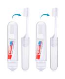 Nuen 2 pieces portable soft toothbrushes travel toothbrush foldable camping toothbrush with soft bristle mini foldable travel toothbrush with toothpastes for children adults (white) case white - Buy Online on GoSupps.com