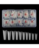 500pcs Natural Coffin Acrylic Nail Tips w/ Box - Long Half Cover False Nails | 10 Size Ballerina Nail Art - Artificial Fake Nails - Buy Online on GoSupps.com