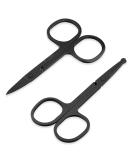 Eyebrow Scissors Small Scissors Nose Hair Scissors for Men Women 2-Pack Black Nose Hair Scissors Stainless Steel Mustache Scissors Pointed Round Nose Hair Clippers for Trimming Facial Hair - Buy Online on GoSupps.com
