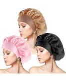 Yafe Silk Bonnet Set - 3 Pack | Satin Hair Bonnets for Sleeping | Wide Elastic Band | Soft Night Sleep Cap for Women Girls | 12 Diameter - Buy Online on GoSupps.com