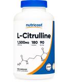 Nutricost L-Citrulline 750mg, 180 Capsules - 1500mg Per Serv, Gluten Free 180 Count (Pack of 1) - Buy Online on GoSupps.com