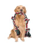 Luxmay Insmerced Rope Dog Toy - 92cm 5 Knots Durable Chew Toy for Large & Medium Dogs - Interactive Christmas Colors - International Shipping Available - Buy Online on GoSupps.com