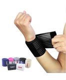 Adjustable Black Wrist Bandage Support Brace for Men | Elastic Stretchy Gym Training Straps & Safety Protector - Buy Online on GoSupps.com