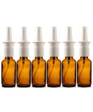 Amber Glass 1 oz Nasal Sprayer - Refillable Travel Sized Saline Applicator (6 Pack) - Buy Online on GoSupps.com