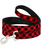 Buckle-Down Diagonal Buffalo Plaid Dog Leash - Black/Red - Available in Various Lengths & Widths for Small, Medium, Large Dogs & Cats - 4ft x 1.5 - Buy Online on GoSupps.com
