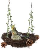 WACURRENTHYD Natural Rattan Nest Small Medium Large Bird Swing for Parrot Parakeet Cockatiel Conure Cockatoo Macaw Amazon African Grey Lovebird Finch Canary Budgie Cage Perch Toy (Small) - Buy Online on GoSupps.com