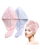 Shop Lumimi 2 Set Microfiber Haarurban Head Towels - Extra Absorbent Fast-Drying Fluffy with Button Clasp | Light Pink & Light Blue | International Shipping Available - Buy Online on GoSupps.com