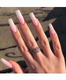 Shop Extra Long Coffin Nails - Kxamelie Ombre Pink Gel Full Covers for Women & Girls | Elegant Daily Work Mani - Buy Online on GoSupps.com