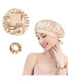 Shop 2-Seater Silk Sleeping Hood & Hat Set | 100% Mulberry Silk | Oeko-Tex Certified | Adjustable Night Wear for Women | Hair Care in Champagne - Buy Online on GoSupps.com
