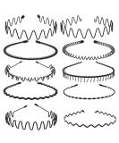 FlyfTrey 10-Piece Unisex Metal Hair Bands - Slip-Resistant Black Jumping Wave Headbands for Outdoor Sports & Yoga - Premium Hair Accessories - Buy Online on GoSupps.com
