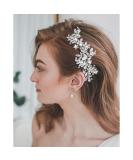 Evild Rhinestone Wedding Hair Comb Leaf Bead Bride Headpieces Hair Clip Crystal Bridal Headdress Flower Wedding Hair Accessories for Brides and Bridesmaids (Silver) - Buy Online on GoSupps.com