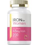 Carlyle Iron Pills for Women 45mg | 200 Slow Release Vegetarian Tablets | Non-GMO & Gluten Free - Buy Online on GoSupps.com