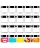 20 Pack 2 oz Clear Slime Containers with Black Lids - Refillable Storage Jars for Slime, Cosmetics, Paint, and Jewelry - Buy Online on GoSupps.com