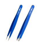 REMOS 2-Piece Tweezers Set - Eyebrow & Splinter Tweezers in Dark Blue | International Shipping - Buy Online on GoSupps.com