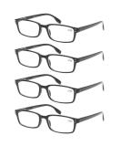 Kerecsen 4 Pack Reading Glasses for Women and Men - Rectangular Fashion Black Frame Readers with Spring Hinges - 1.5 Diopters - Buy Online on GoSupps.com