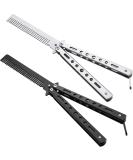 2 Pieces Butterfly Combs Stainless Steel Folding Training Practice Combs Hair Styling Tools for Sport Outdoor Use (Black, Silver) - Buy Online on GoSupps.com