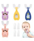 Vegcoo Kids Toothbrush Set - 4 Silicone U-Shape Baby Toothbrushes for 360 Cleaning (Ages 2-6) - Includes Finger Toothbrushes for Boys & Girls - Buy Online on GoSupps.com