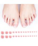 120PCS French Toenails Press On Kit - Short Square Full Cover Pink Fake Toe Nails for Women/Girls - Buy Online on GoSupps.com